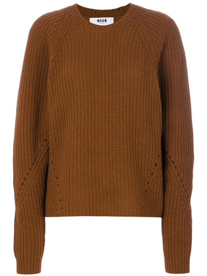 Msgm - Ribbed Jumper - Women - Polyamide/wool - Xs, Brown, Polyamide/wool