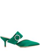 Malone Souliers Maite Crystal-buckle Satin Pumps - Green
