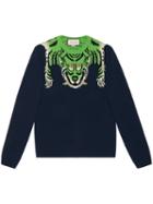 Gucci - Wool Sweater With Tiger - Men - Wool - S, Blue, Wool