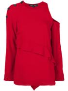 Proenza Schouler Cut-out Shoulder And Frill Detail Sweater - Red