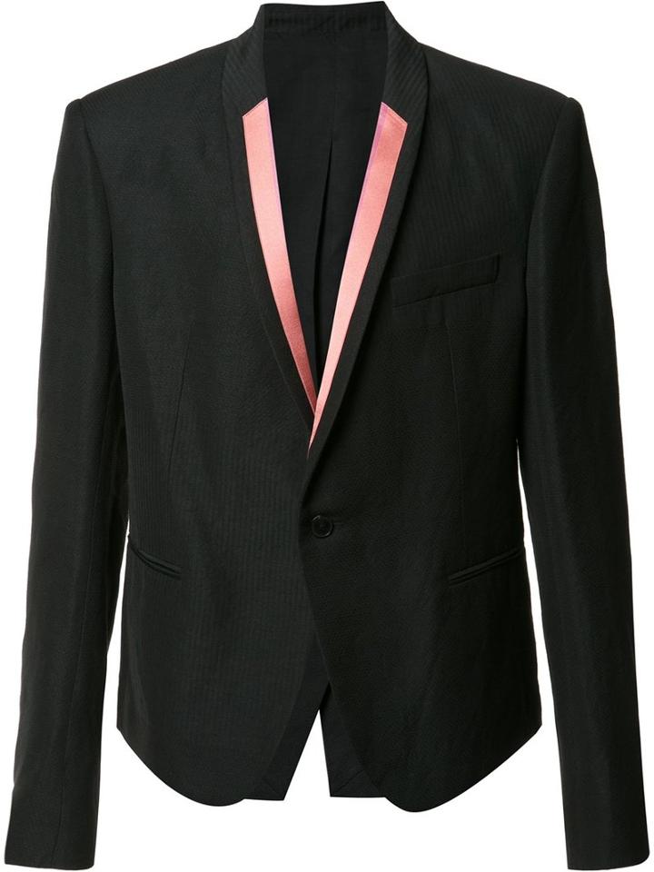 Haider Ackermann Contrast Lapel Blazer, Men's, Size: 50, Black, Rayon/cotton/linen/flax/polyester