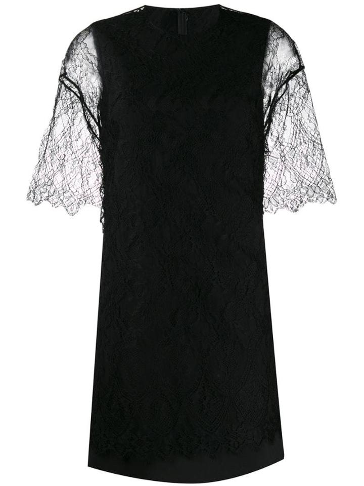 Valentino Lace Panelled Straight Dress - Black