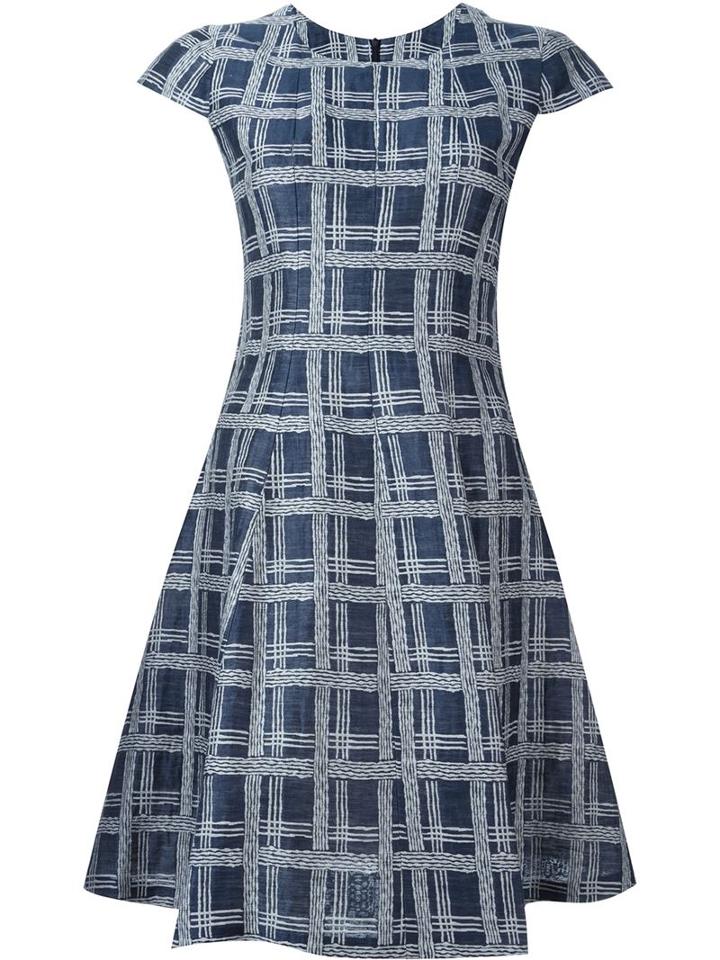 Armani Collezioni Checked Flared Dress