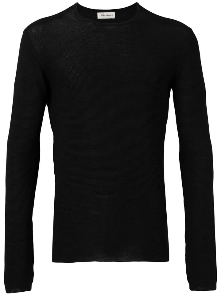 Isabel Benenato Crew Neck Long Sleeve Jumper - Black