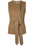 Estnation Belted Wrap Blouse, Women's, Size: 36, Brown, Cotton