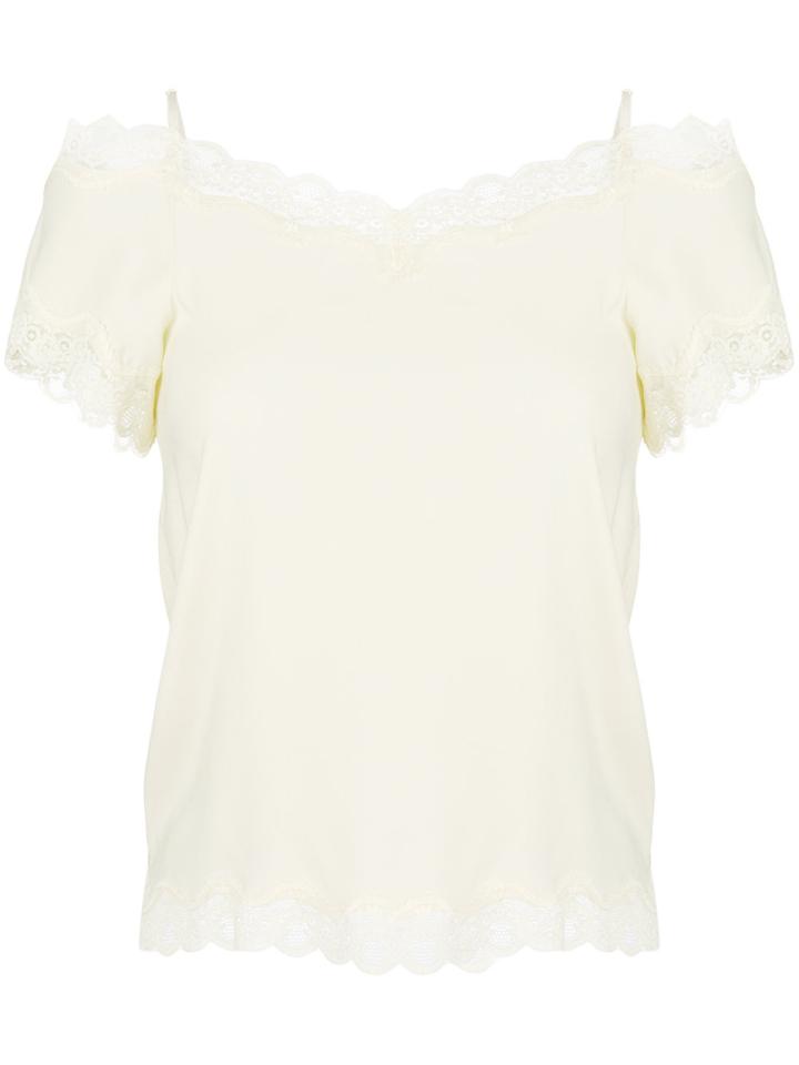 Max & Moi Cold Shoulder Lace Trim T-shirt - Yellow & Orange