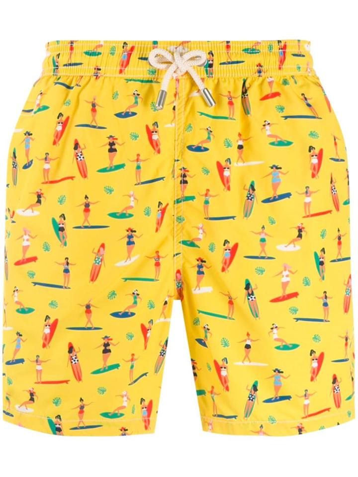 Mc2 Saint Barth Sutf Print Swim Shorts - Yellow