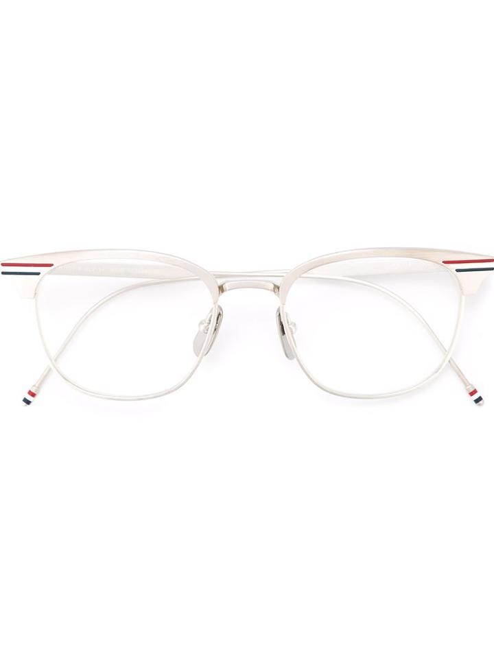 Thom Browne Striped Temple Glasses, Grey, Titanium