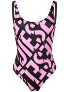 Diesel Logo Print Swimsuit - Pink