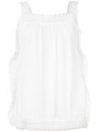 Mes Demoiselles Sheer Embroidered Trim Blouse - White