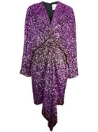 Halpern Sequined Draped-detail Dress - Pink