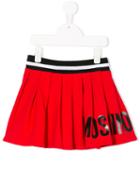 Moschino Kids - Logo Print Pleated Skirt - Kids - Cotton/spandex/elastane - 8 Yrs, Red