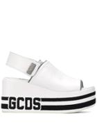 Gcds Branded Platform Sandals - White