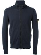 Stone Island High Neck Zipped Sweatshirt, Men's, Size: Large, Blue, Cotton/polyamide/polyurethane Resin