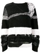 Ann Demeulemeester Distressed Stripe Sweater, Men's, Size: Large, Black, Silk/cotton