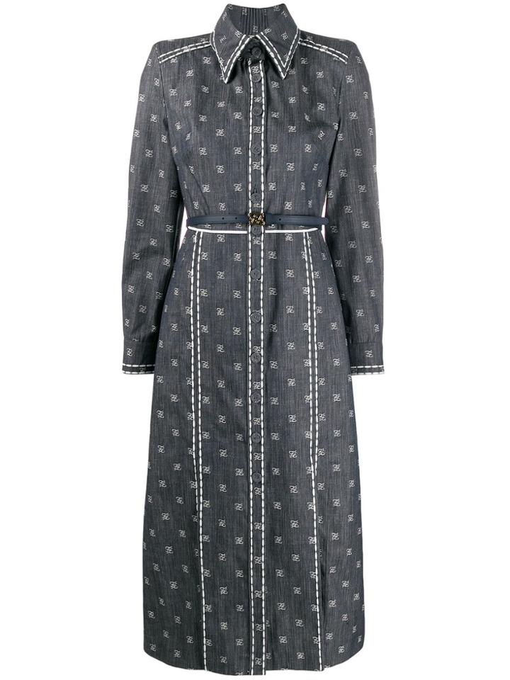 Fendi Ff Karligraphy Shirt Dress - Blue