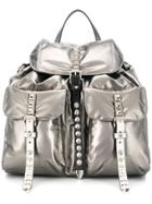 Prada Stud Detail Coated Backpack - Metallic
