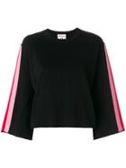 Semicouture Striped Sleeve A-line Sweatshirt - Black