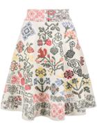 Alexander Mcqueen Graphic Floral Intarsia Knitted Skirt - Nude &