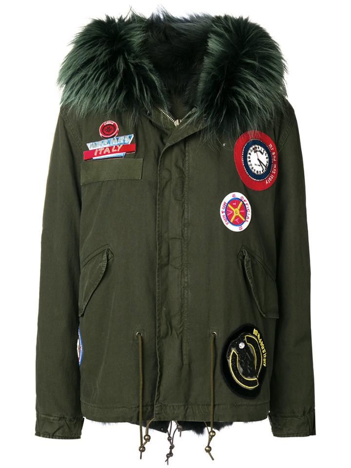 Mr & Mrs Italy Parka Coat With Patch Appliqués - Green