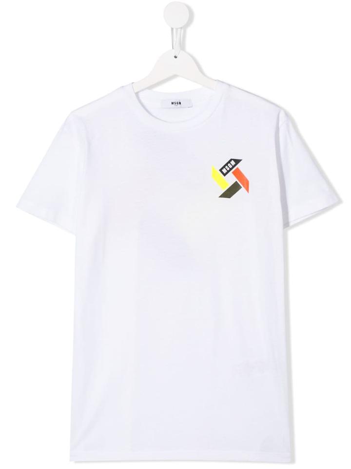 Msgm Kids Teen Chest-logo Print T-shirt - White