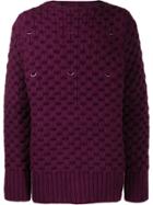 Raf Simons Honey Stich Sweater With Pleated Collar - Purple