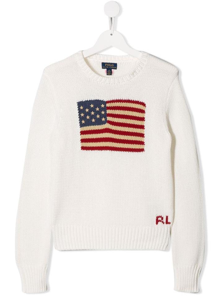Ralph Lauren Kids Teen Logo Embroidered Sweater - White