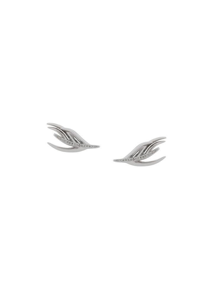 Shaun Leane White Feather Diamond Earrings - Metallic