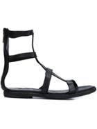 Guidi Rear Zip Flat Sandals - Black