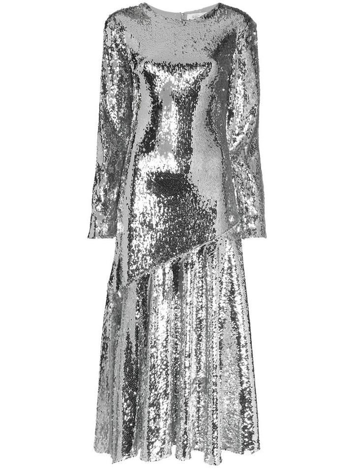 Racil Sequin Embellished Silk Blend Midi Dress - Metallic