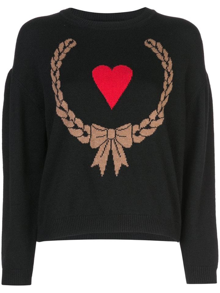 Boutique Moschino Heart Intarsia Jumper - Black