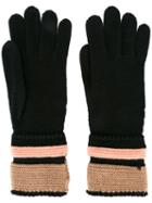 'colour Block' Gloves, Women's, Black, Wool, Sonia Rykiel