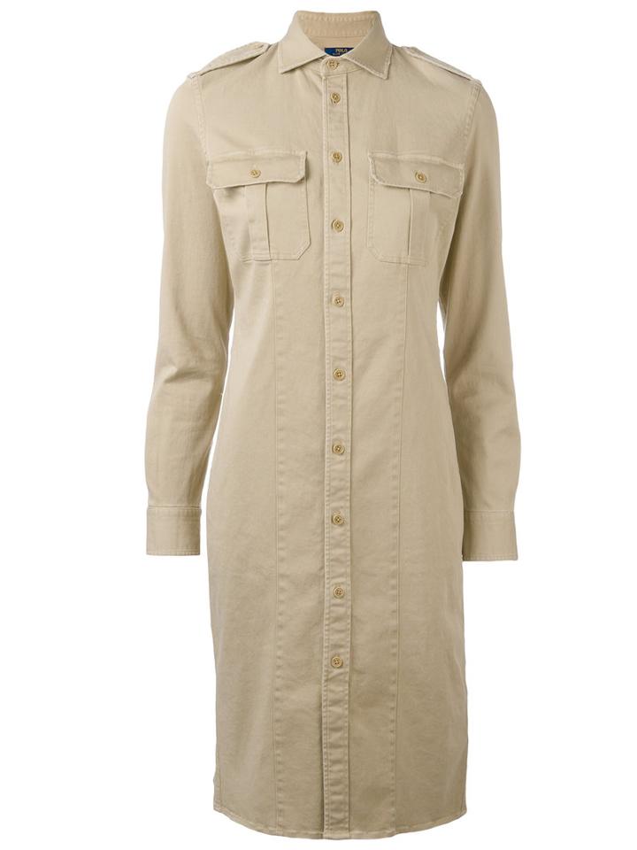 Polo Ralph Lauren Military Style Shirt Dress, Women's, Size: 6, Nude/neutrals, Cotton/spandex/elastane