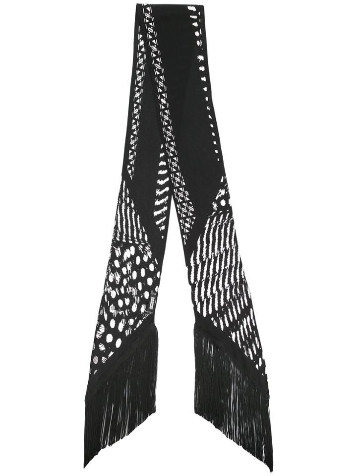 Rockins 'guinea' Skinny Fringed Scarf - Black