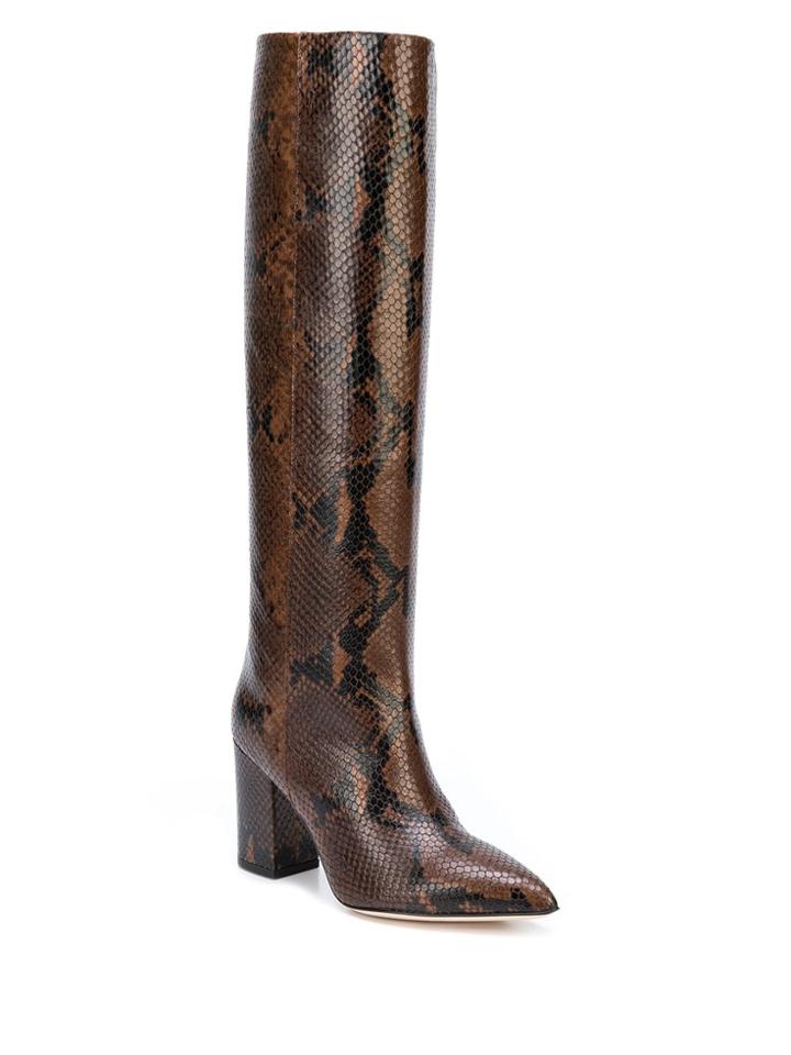 Paris Texas Python Print High Heel Boot - Brown