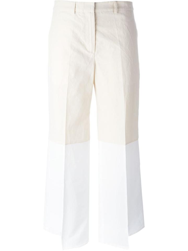 Ports 1961 Two Tone Pleated Straight Leg Trousers, Women's, Size: 40, Cotton/linen/flax/cupro