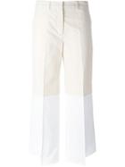 Ports 1961 Two Tone Pleated Straight Leg Trousers, Women's, Size: 40, Cotton/linen/flax/cupro