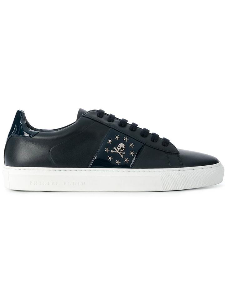 Philipp Plein Skull Studded Low-top Sneakers - Blue