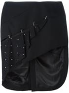 Anthony Vaccarello Studded Asymmetric Skirt, Women's, Size: 40, Black, Acetate/cupro/wool