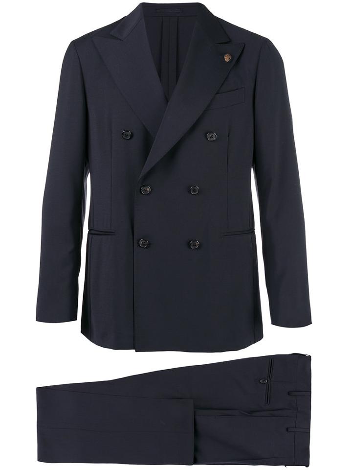 Gabriele Pasini Double-breasted Suit, Men's, Size: 50, Blue, Cotton/polyester/spandex/elastane/wool