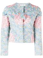 Christian Dior Vintage Abstract Print Collarless Jacket - Blue