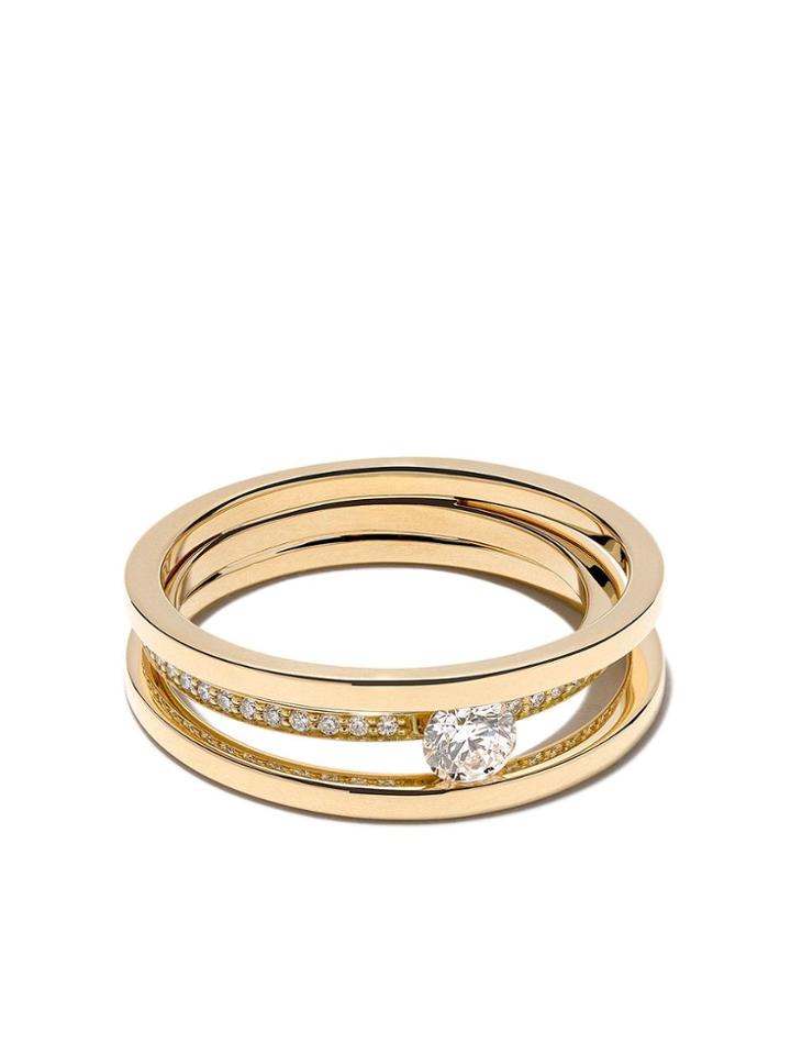 Georg Jensen 18kt Yellow Gold Halo Brilliant Cut Diamond Solitaire