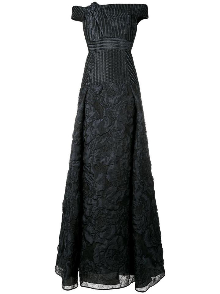 Roland Mouret Gildon Off-shoulder Cloque Gown, Women's, Size: 10, Blue, Silk/linen/flax/polyamide