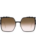 Fendi Eyewear Oversized Frame Sunglasses - Gold