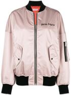 Palm Angels Printed Logo Bomber Jacket - Pink & Purple