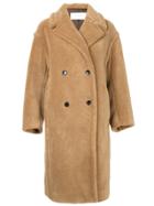 Le Ciel Bleu Shearling Double Breasted Coat - Brown