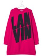 Lanvin Enfant Logo Print Sweatshirt Dress - Pink & Purple