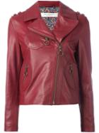 Philosophy Di Lorenzo Serafini - Zipped Biker Jacket - Women - Buffalo Leather/polyester - 40, Red, Buffalo Leather/polyester