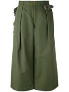 Kolor - Cropped Wide Leg Trousers - Women - Cotton/nylon/polyester - 2, Green, Cotton/nylon/polyester