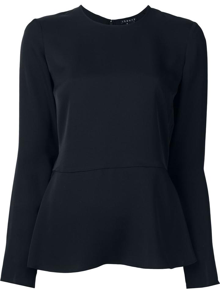 Theory 'malydie' Blouse, Women's, Size: Large, Blue, Silk